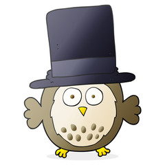cartoon owl wearing top hat