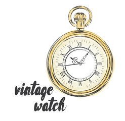 Fototapeta na wymiar Vintage clock vector. Pocket watch. Hipster.