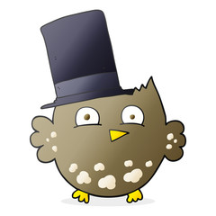 cartoon little owl with top hat