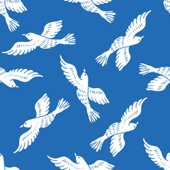 Vector abstract seamless pattern with birds.