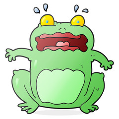 cartoon funny frightened frog