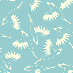 Vector abstract seamless pattern with birds.