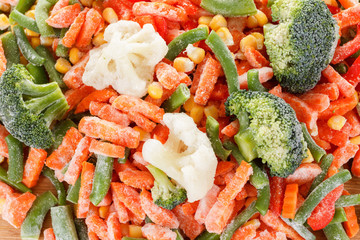 Background collection of frozen fresh vegetable