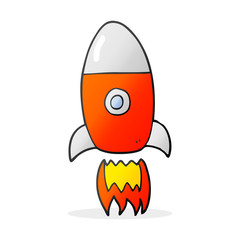 cartoon flying rocket