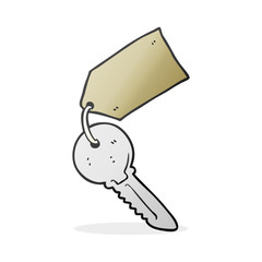 cartoon key with tag