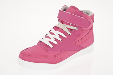 pink tennis shoes for women on white background