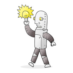 cartoon robot with light bulb