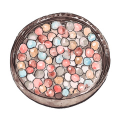 Skin powder in watercolor