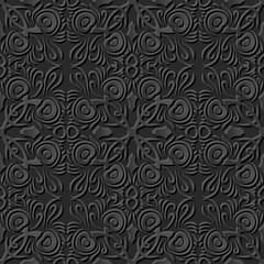Seamless 3D elegant dark paper art pattern 068 Peacock Feather Kaleidoscope
