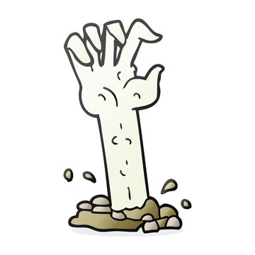 cartoon zombie hand rising from ground