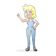 cartoon determined woman clenching fist