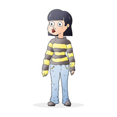 cartoon woman in casual clothes
