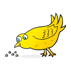 cartoon bird pecking seeds