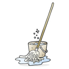 cartoon mop and bucket
