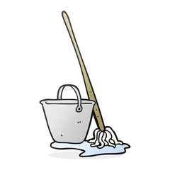 cartoon mop and bucket