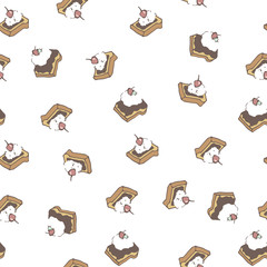 Honey butter toast with whipped cream pattern in vector.