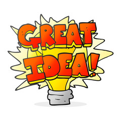 cartoon great idea light bulb symbol