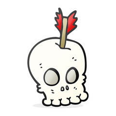 cartoon skull with arrow