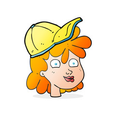 cartoon female face wearing cap