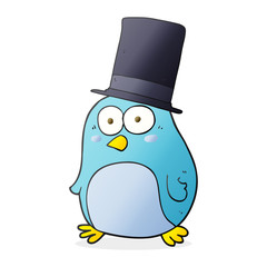 cartoon bird wearing top hat