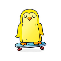 cartoon bird on skateboard