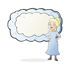 cartoon victorian woman in dress