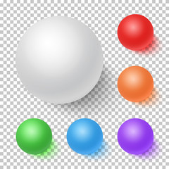 Photorealistic Vector 3D Ball Set Template. Bright Colors Vector
