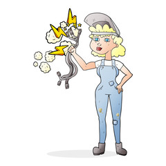 cartoon electrician woman