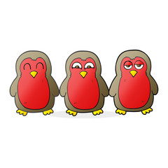 cartoon christmas robins holding hands