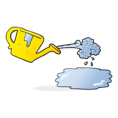 cartoon watering can pouring
