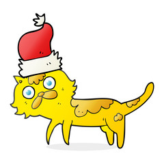 cartoon cat wearing christmas hat