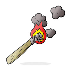 cartoon burning wood torch