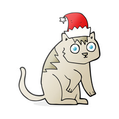 cartoon cat wearing christmas hat