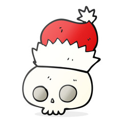 cartoon skull wearing christmas hat