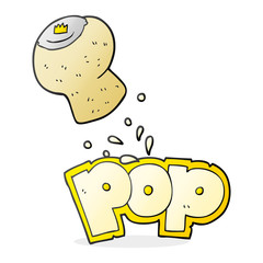 cartoon champagne cork popping