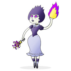 cartoon vampire girl casting fireball