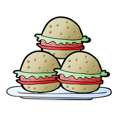 cartoon plate of burgers