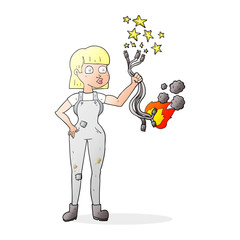 cartoon female electrician