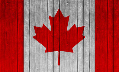 canadian flag on wood texture background