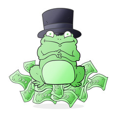 cartoon rich frog in top hat