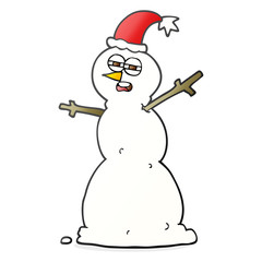 cartoon unhappy snowman