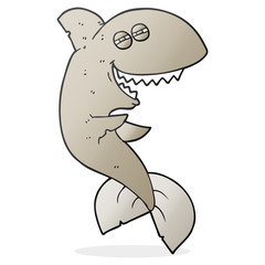 Naklejka premium cartoon laughing shark