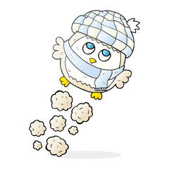 cartoon cute little owl flying