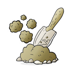 cartoon trowel digging earth
