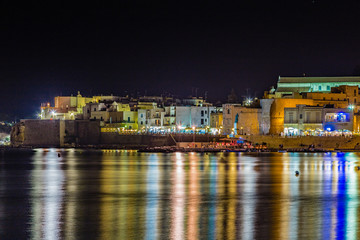 Fototapeta na wymiar Night view of harbor on the Adriatic sea