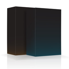 VECTOR PACKAGING: Set of Ombre black packaging box on isolated white background. Mock-up template ready for design
