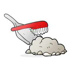 cartoon dust pan and brush sweeping
