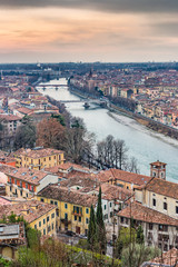 Fototapeta premium Orange sky over Verona