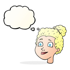 thought bubble cartoon female face