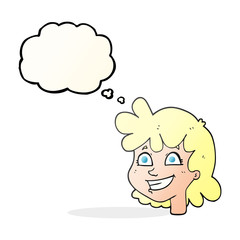 thought bubble cartoon female face